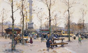 Place de la Bastille, Paris by Eugene Galien Laloue