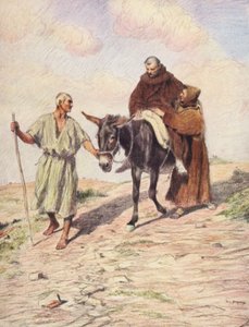 St Francis descending Mount la Verna with Friar Leo after the imprinting of the Holy Stigmas