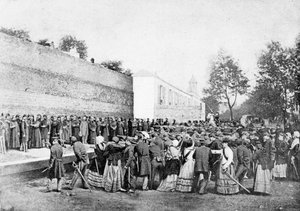 Recreation of the Massacre of 62 hostages on the Rue Haxo, Belleville, Paris