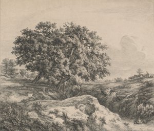 Oak Tree by a Ravine, 1845 by Eugene Bléry