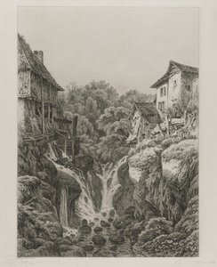 The Mill and Waterfall of Grésy near Aix-les-Bains, 1856 by Eugene Bléry