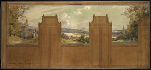 Sketch for the Town Hall of Bagneux (?): Landscape from Joinville to Nogent, circa 1907