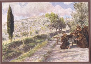 St Francis blesses the city of Assissi by Eugene Burnand