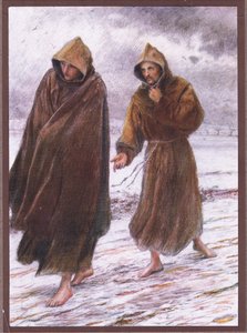 St Francis sets forth to Friar Leo where perfect joy is found by Eugene Burnand