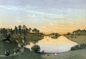Lake in Bois de Boulogne by Eugene Ciceri
