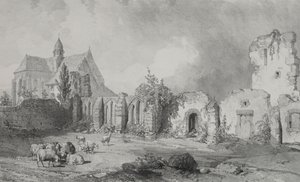 Picturesque and Romantic Voyages in Old France. Brittany: Abbey of Relec by Eugene Ciceri