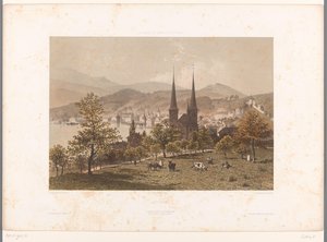 View of Lucerne Views in Switzerland, Savoy, and Tyrol (series title) by Eugene Ciceri