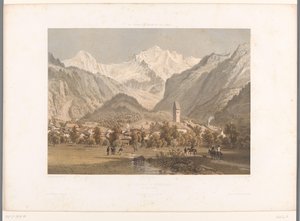 View of Unterseen and the Jungfrau by Eugene Ciceri