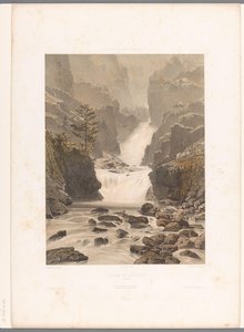View of the Barberine Waterfall near Vallorcine (Cascade de Barberine) (Views in Switzerland, Savoy and Tyrol) (La Suisse, la Savoie et le Tyrol) by Eugene Ciceri