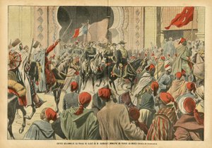 Illustration of Eugene Damblans (1865-1945) in Le Pelerin, 20/10/07 - Solemn entrance to the Palais de Rabat by Mr. Regnault, Minister of France in Morocco by Eugene Damblans