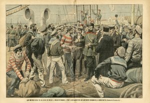 The revolt sailors of the Russian Battleship Kniaz-Potemkin make their surrender to the Romanian authorities in Constantza - Russia, Maritime Marine Seaside, Romania, Revolution of 1905