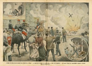 Illustration of Eugene Damblans (1865-1945) in Le Pelerin, 25/09/04 - In Gracay, Criminals Burn a Statue of the Virgin