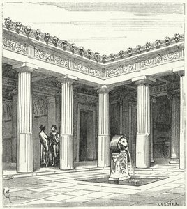 Doric courtyard of an Ancient Greek house by Eugene Emmanuel after Viollet le Duc