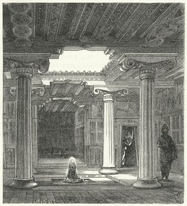 Ionic courtyard of an Ancient Greek house by Eugene Emmanuel after Viollet le Duc