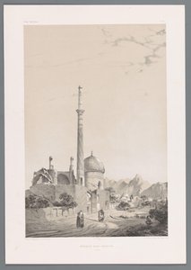 Baba Sukhte Mosque with the Bagh-e-Ghoushkhane Minaret in Isfahan by Eugene Flandin