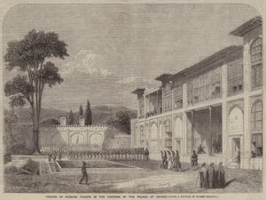 Parade of Persian Troops in the Gardens of the Palace at Shiraz by Eugene Flandin