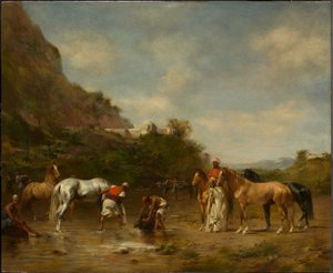 Arabs Watering Their Horses by Eugène Fromentin
