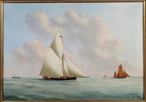 Yacht Sylphe in Regatta by Eugene Grandin