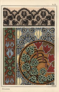 Cyclamen Persicum Motif in Patterns for Lace, Wallpaper, and Fabric