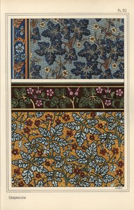 Geranium Motifs in Patterns for Wallpaper and Fabric