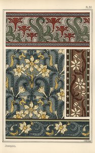 Jonquil, Narcissus jonquilla, as Design Motif in Wallpaper and Fabric Patterns