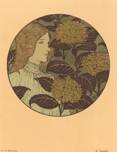 Roundel Portrait of a Girl by Eugene Grasset