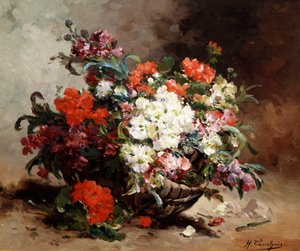 Summer Flowers in a Basket by Eugene Henri Cauchois