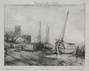Fishing Boats along the Beach by Eugene Isabey