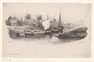 Harbor with Boats and Windmills Bord de Canal Memories of Eugène Isabey (series title)