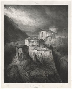 Picturesque and Romantic Journeys in Old France: Auvergne (vol. II): St. John Church, Thiers, Plate 129 by Eugene Isabey
