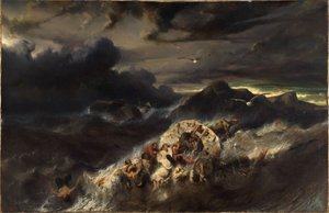 Shipwreck on a Rocky Coast by Eugene Isabey