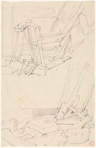 Studies of Wood and Farm Implements by Eugene Isabey