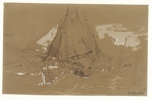 Fishing Boat in a Storm by Eugene Isabey