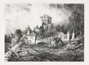 Picturesque and Romantic Voyages in Old France, Auvergne: Château de Pesteil at Polminhac by Eugene Isabey
