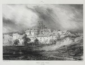 Picturesque and Romantic Voyages in Old France, Auvergne: Château de Pont-Gibaud by Eugene Isabey