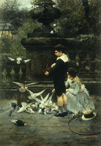 Feeding the Pigeons by Eugene Joors