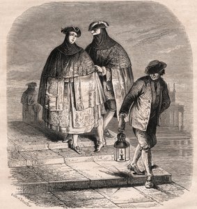 The Lantern Door in Venice in the 18th century - Drawing by Viollat by Gaetano Zompini (1700-1778) - The Trades of Venice by Eugene Joseph (after) Viollat