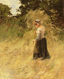 A Girl Harvesting Hay, 19th century