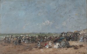 Beach Scene in Trouville by Eugene Louis Boudin