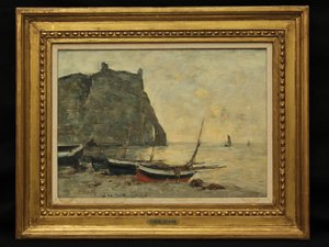 Boats at Etretat by Eugene Louis Boudin