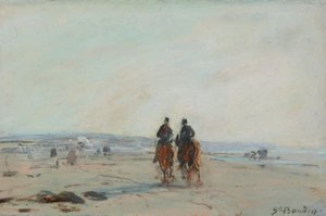 Two riders on the beach, c.1864-68 by Eugene Louis Boudin