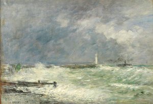 Entrance to the Harbour at Le Havre in Stormy Weather by Eugene Louis Boudin