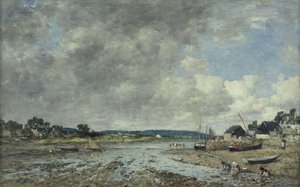 Landscape with washerwomen by Eugene Louis Boudin