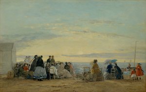 On the Beach, Sunset by Eugene Louis Boudin