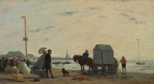 On the Beach at Trouville by Eugene Louis Boudin