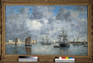 The Port of Carnaret by Eugene Louis Boudin (1824-1898). 1872. Paris, Musee d