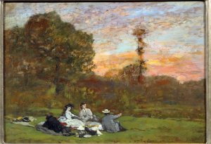 The breakfast on the grass by Eugene Louis Boudin