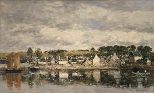 Village by a River by Eugene Louis Boudin