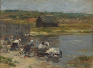 Washerwomen at the Edge of the Pond by Eugene Louis Boudin