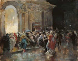 Arriving at the Theatre on a Night of a Masked Ball by Eugenio Lucas Villaamil